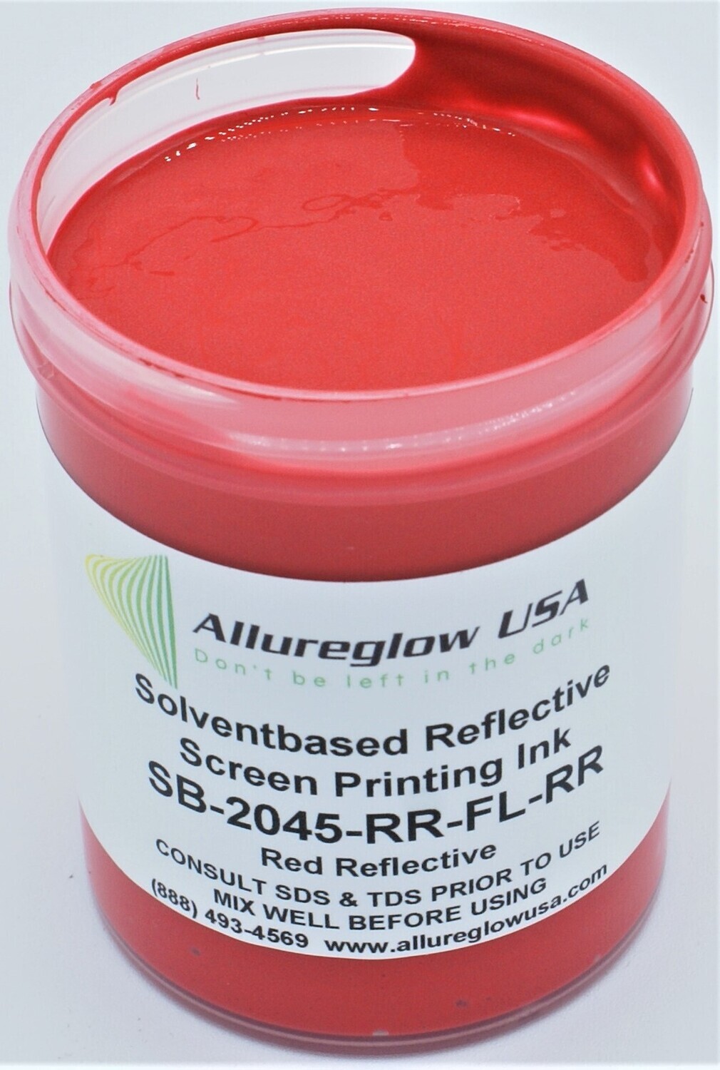 SB-2045-RR-FL-RR-8OZ  SOLVENT BASED RED REFLECTIVE SCREEN PRINTING INK -  8OZ