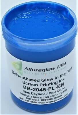 SB-2045-FL-BB-QT SOLVENT BASED GLOW IN THE DARK SCREEN PRINTING INK BLUE DAYTIME COLOR BLUE GLOW COLOR -  QUART
