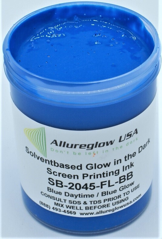 SB-2045-FL-BB-GL SOLVENT BASED GLOW IN THE DARK SCREEN PRINTING INK BLUE DAYTIME COLOR BLUE GLOW COLOR -  GALLON
