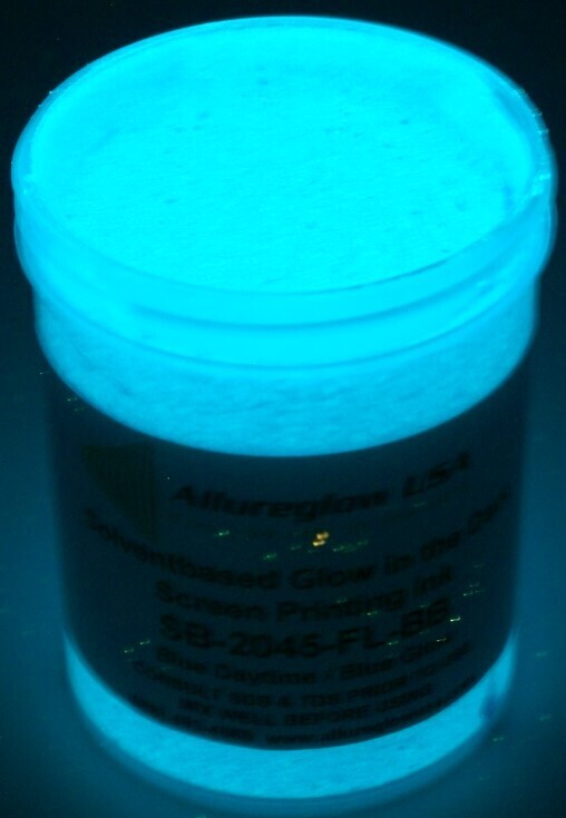 SB-2045-FL-BB-QT SOLVENT BASED GLOW IN THE DARK SCREEN PRINTING INK BLUE DAYTIME COLOR BLUE GLOW COLOR -  QUART