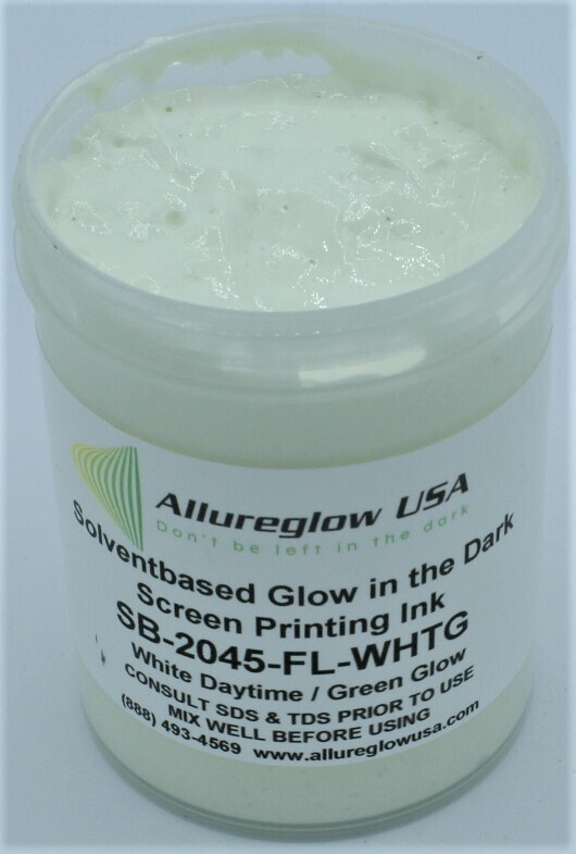 SB-2045-WHTG-GL SOLVENT BASED GLOW IN THE DARK SCREEN PRINTING INK WHITE DAYTIME COLOR GREEN GLOW COLOR - GALLON