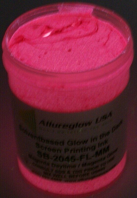 SB-2045-FL-MM-GL SOLVENT BASED GLOW IN THE DARK SCREEN PRINTING INK MAGENTA DAYTIME COLOR MAGENTA GLOW COLOR - GALLON