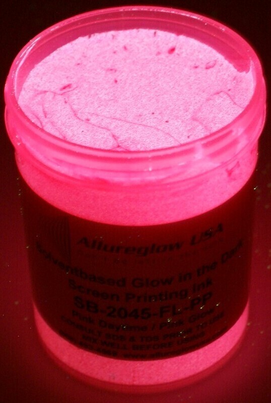 SB-2045-FL-PP-QT SOLVENT BASED GLOW IN THE DARK SCREEN PRINTING INK PINK DAYTIME COLOR PINK GLOW COLOR - QUART