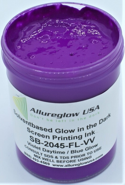 SB-2045-FL-VV-FV SOLVENT BASED GLOW IN THE DARK SCREEN PRINTING INK VIOLET DAYTIME COLOR VIOLET GLOW COLOR - FIVE GALLON