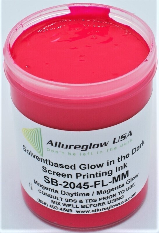 SB-2045-FL-MM-GL SOLVENT BASED GLOW IN THE DARK SCREEN PRINTING INK MAGENTA DAYTIME COLOR MAGENTA GLOW COLOR - GALLON