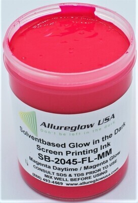 SB-2045-FL-MM-GL SOLVENT BASED GLOW IN THE DARK SCREEN PRINTING INK MAGENTA DAYTIME COLOR MAGENTA GLOW COLOR - GALLON