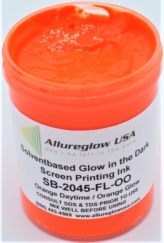 SB-2045-FL-OO-QT SOLVENT BASED GLOW IN THE DARK SCREEN PRINTING INK ORANGE DAYTIME COLOR ORANGE GLOW COLOR - QUART
