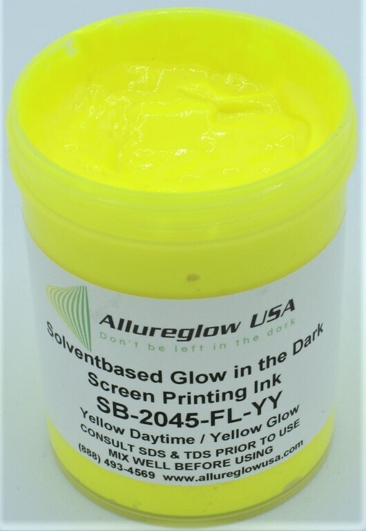 SB-2045-FL-YY-8OZ SOLVENT BASED GLOW IN THE DARK SCREEN PRINTING INK YELLOW DAYTIME COLOR YELLOW GLOW COLOR -  8OZ