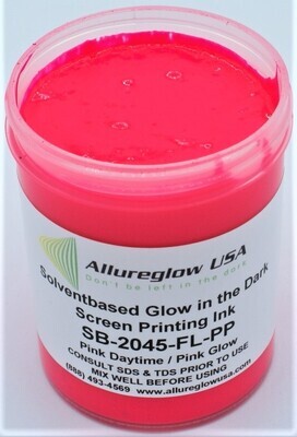 SB-2045-FL-PP-GL SOLVENT BASED GLOW IN THE DARK SCREEN PRINTING INK PINK DAYTIME COLOR PINK GLOW COLOR - GALLON