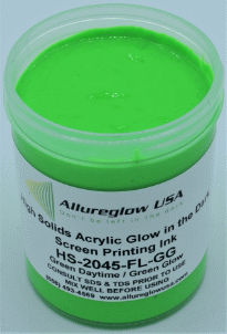 HS-2045-FL-GG-QT   HIGH SOLIDS ACRYLIC GREEN GLOW IN THE DARK SCREEN PRINTING INK QUART