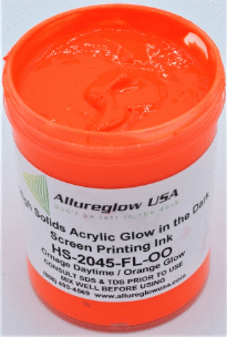 HS-2045-FL-OO-QT   HIGH SOLIDS ACRYLIC ORANGE GLOW IN THE DARK SCREEN PRINTING INK QUART