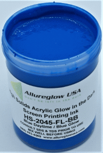 HS-2045-FL-BB-8OZ  HIGH SOLIDS ACRYLIC FLUORESCENT BLUE GLOW IN THE DARK SCREEN PRINTING INK 8OZ