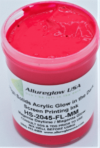 HS-2045-FL-MM-QT HIGH SOLIDS ACRYLIC MAGENTA GLOW IN THE DARK SCREEN PRINTING INK QUART HS-2045-FL-MM-QT HIGH SOLIDS ACRYLIC MAGENTA GLOW IN THE DARK SCREEN PRINTING INK QUART