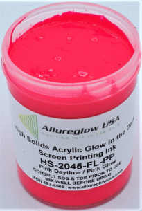 HS-2045-FL-PP-FV   HIGH SOLIDS ACRYLIC PINK GLOW IN THE DARK SCREEN PRINTING INK 5 GALLON
