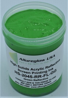 HS-2045-RR-FL-GG-80Z  HIGH SOLIDS ACRYLIC GREEN REFLECTIVE SCREEN PRINTING INK 8OZ