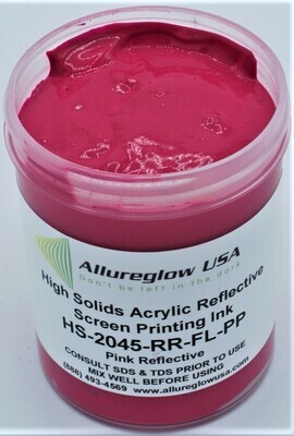 HS-2045-RR-FL-PP-8OZ   HIGH SOLIDS ACRYLIC PINK REFLECTIVE SCREEN PRINTING INK 8OZ