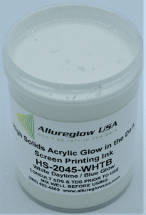 HS-2045-WHTB-FV   HIGH SOLIDS ACRYLIC WHITE DAYTIME BLUE GLOW IN THE DARK SCREEN PRINTING INK 5 GALLON