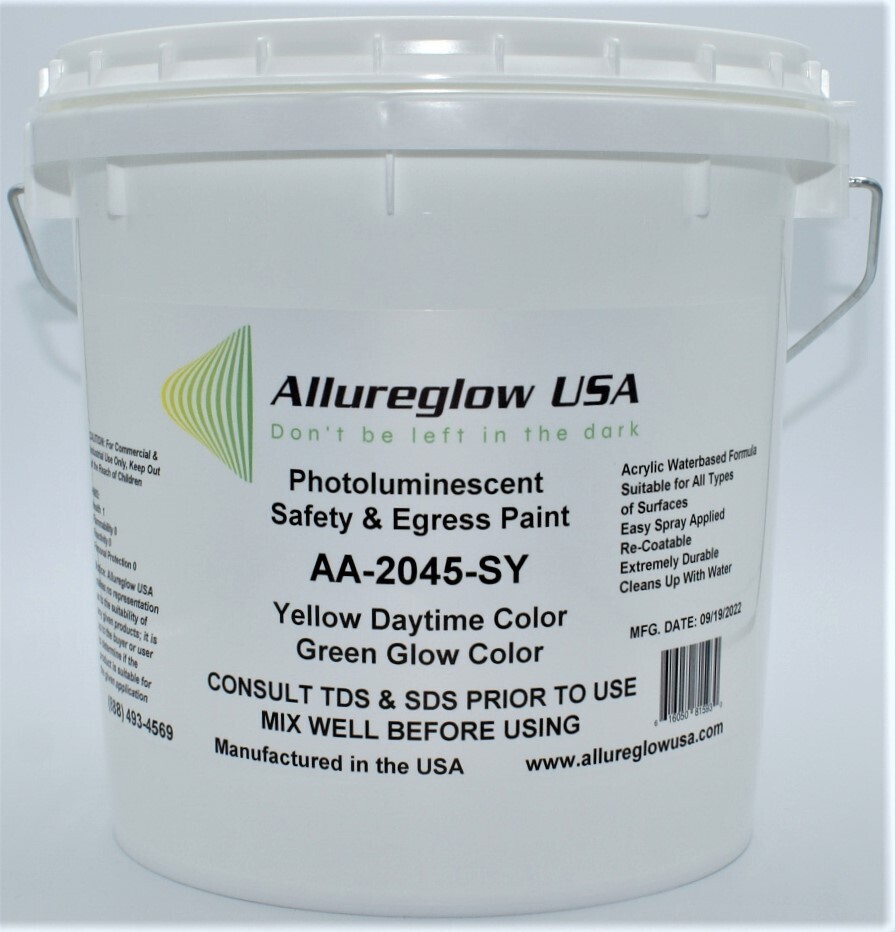 AA-2045-SY-GL -  PHOTOLUMINESCENT WATERBASED PAINT SAFETY YELLOW DAYTIME COLOR GREEN GLOW COLOR - GALLON
