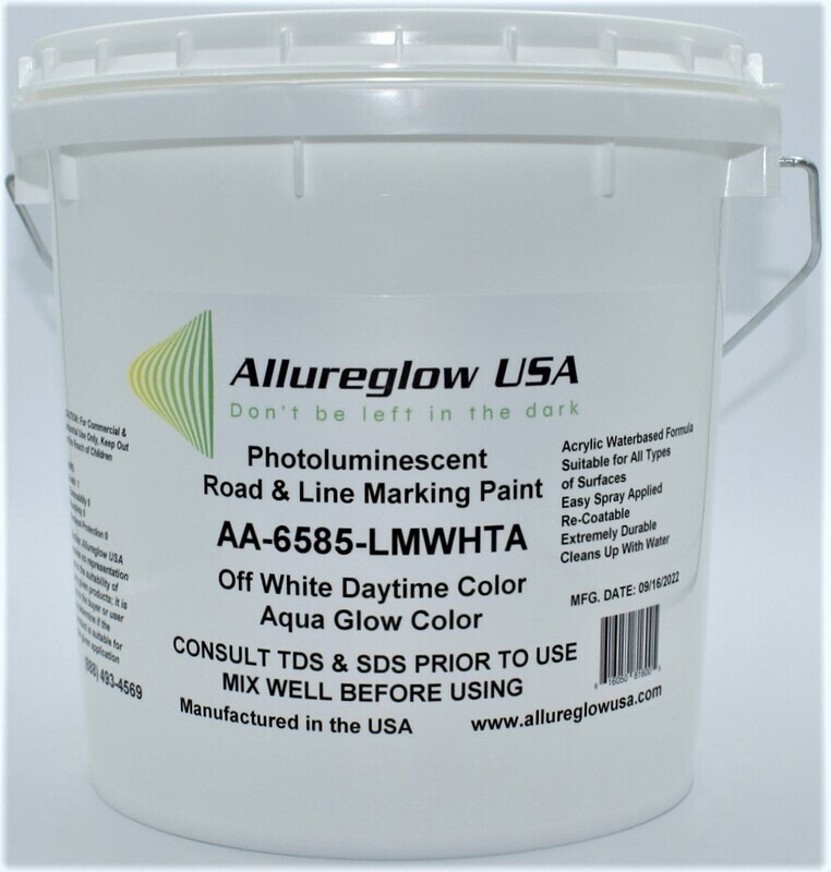 AA-6585-LMWA-FV  PHOTOLUMINESCENT ROAD &amp; LINE MARKING PAINT WHITE DAYTIME COLOR AQUA GLOW COLOR 5 GALLONS