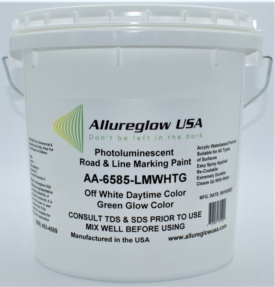 AA-6585-LMWG-GL  PHOTOLUMINESCENT ROAD & LINE MARKING  PAINT WHITE DAYTIME COLOR GREEN GLOW COLOR ONE GALLON