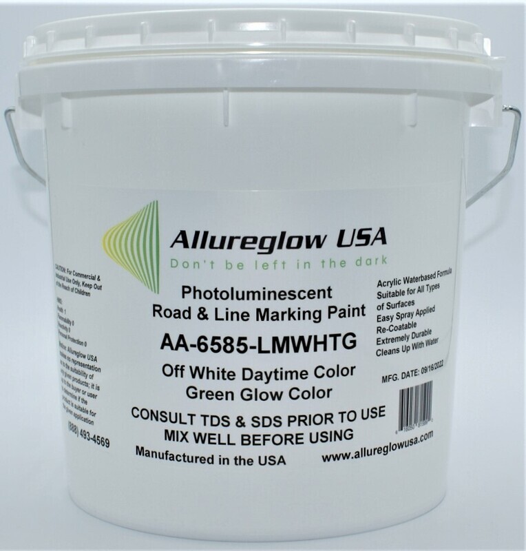 AA-6585-LMWG-GL  PHOTOLUMINESCENT ROAD &amp; LINE MARKING  PAINT WHITE DAYTIME COLOR GREEN GLOW COLOR ONE GALLON