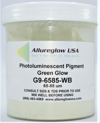 G9-6585-WB GREEN GLOW IN THE DARK PIGMENT WATERBASED) 65-85 MICRON