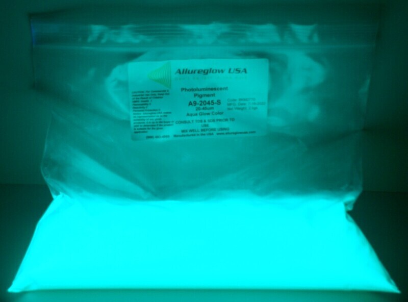 A9-350450-S   AQUA GLOW IN THE DARK PIGMENTS (NON-WATERBASED) 350-450 MICRON