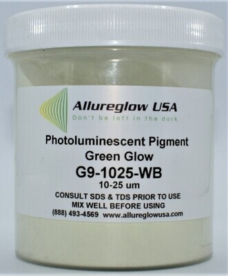 G9-1025-WB GREEN GLOW IN THE DARK WATERBASED PIGMENT 10-25 MICRON