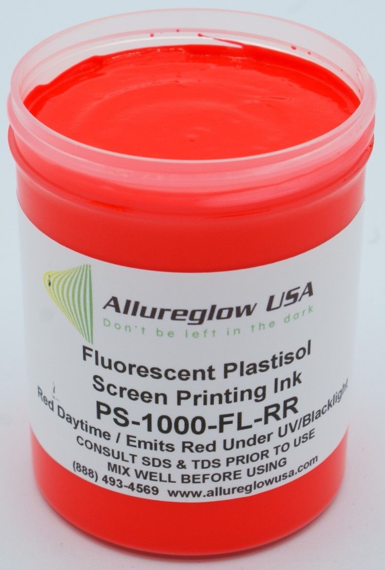 PS-1000-FL-RR-FV PLASTISOL FLUORESCENT RED SCREEN PRINTING INK - FIVE GALLON