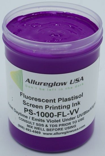 PS-1000-FL-VV-FV PLASTISOL FLUORESCENT VIOLET SCREEN PRINTING INK - FIVE GALLON PS-1000-FL-VV-FV PLASTISOL FLUORESCENT VIOLET SCREEN PRINTING INK - FIVE GALLON