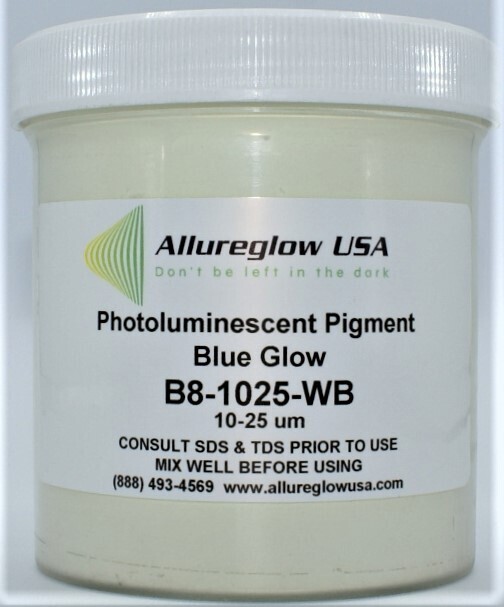 B8-1025-WB  10-25 MICRON BLUE GLOW IN THE DARK PIGMENT (NON-WATERBASED)