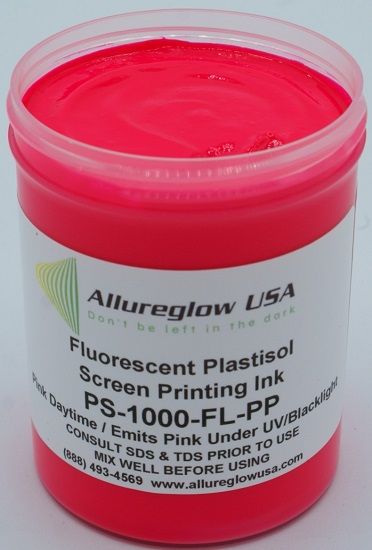 PS-1000-FL-PP-8OZ PLASTISOL FLUORESCENT PINK SCREEN PRINTING INK - 8OZ