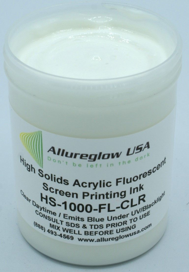 HS-1000-FL-CL-8OZ HIGH SOLIDS ACRYLIC FLUORESCENT CLEAR SCREEN PRINTING INK 8OZ