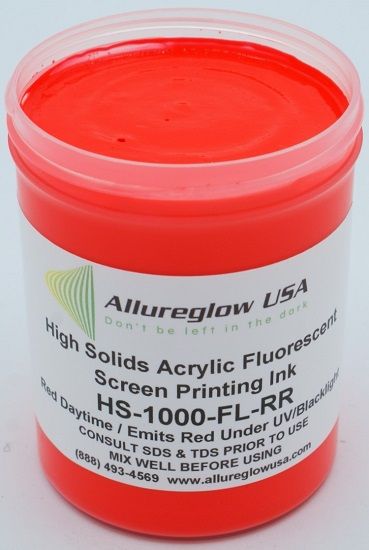 HS-1000-FL-RR-8OZ HIGH SOLIDS ACRYLIC FLUORESCENT RED SCREEN PRINTING INK 8OZ HS-1000-FL-RR-8OZ HIGH SOLIDS ACRYLIC FLUORESCENT RED SCREEN PRINTING INK 8OZ