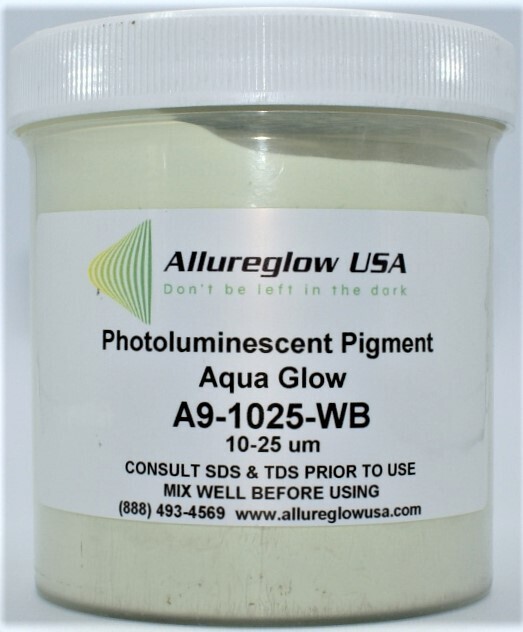 A9-1025-WB  10-25 MICRON AQUA GLOW IN THE DARK WATERBASED PIGMENTS
