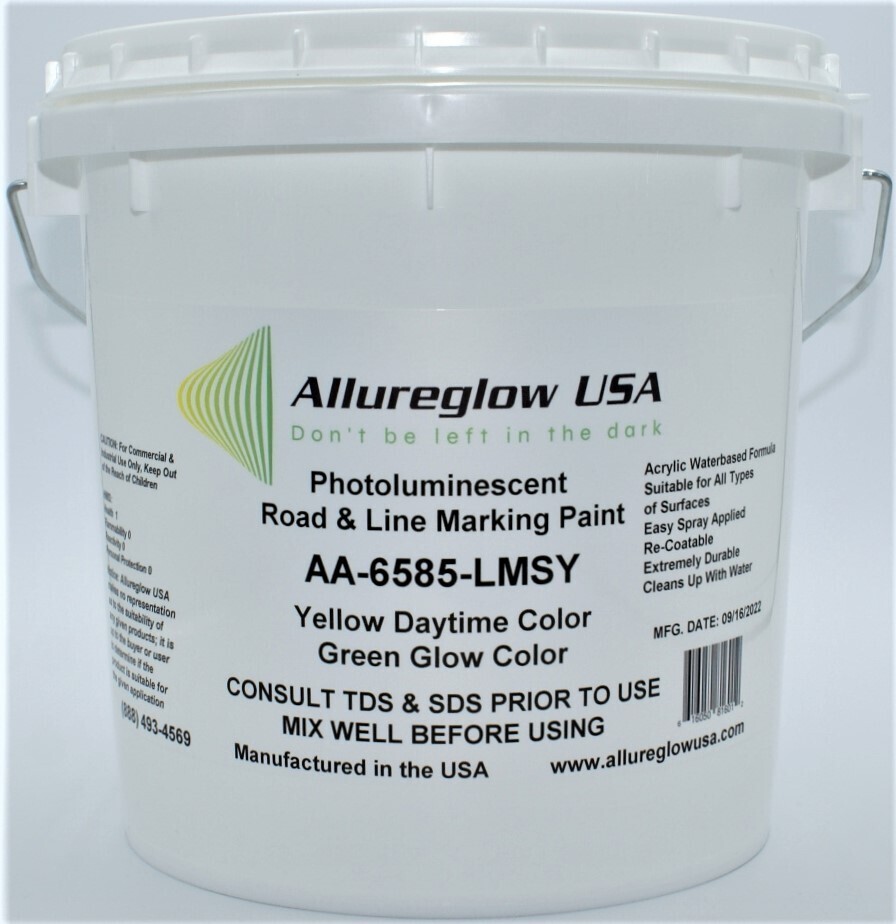 AA-6585-LMYG-QT PHOTOLUMINESCENT ROAD & LINE MARKING PAINT YELLOW DAYTIME COLOR GREEN GLOW COLOR - ONE QUART AA-6585-LMYG-QT PHOTOLUMINESCENT ROAD & LINE MARKING PAINT YELLOW DAYTIME COLOR GREEN GLOW COLOR - ONE QUART