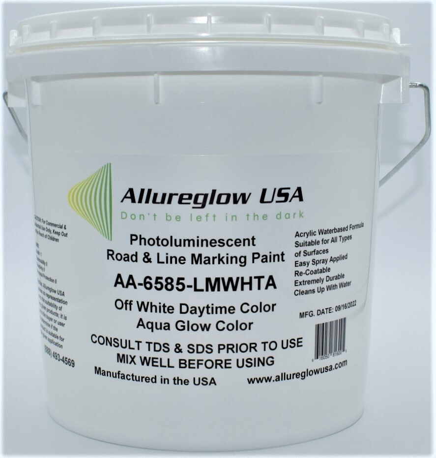 AA-6585-LMWA-QT  PHOTOLUMINESCENT ROAD &amp; LINE MARKING PAINT WHITE DAYTIME COLOR AQUA GLOW COLOR QUART