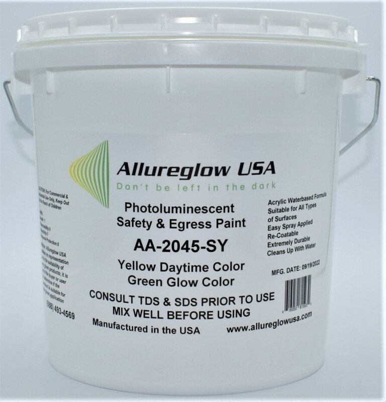 AA-2045-SY-QT -  PHOTOLUMINESCENT WATERBASED PAINT SAFETY YELLOW DAYTIME COLOR GREEN GLOW COLOR - QUART