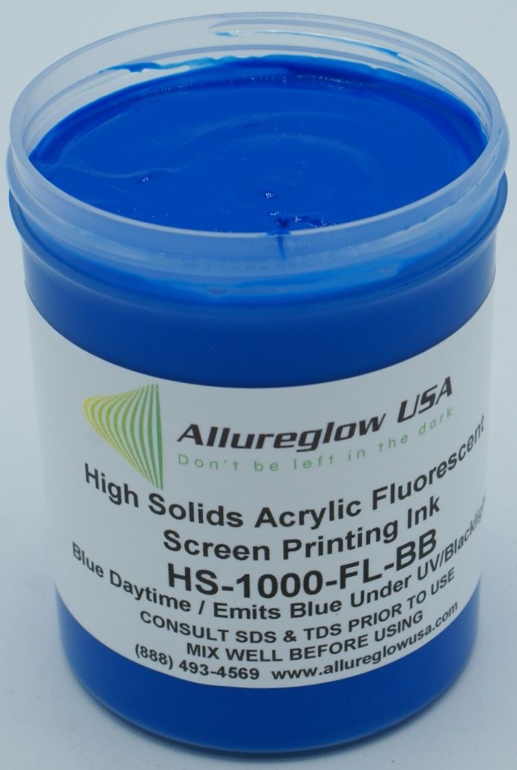 HS-1000-FL-BB-QT  HIGH SOLIDS ACRYLIC FLUORESCENT BLUE SCREEN PRINTING INK QUART