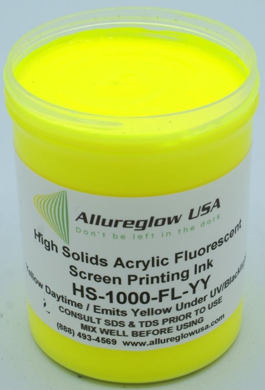 HS-1000-FL-YY-QT HIGH SOLIDS ACRYLIC FLUORESCENT YELLOW SCREEN PRINTING INK QUART HS-1000-FL-YY-QT HIGH SOLIDS ACRYLIC FLUORESCENT YELLOW SCREEN PRINTING INK QUART