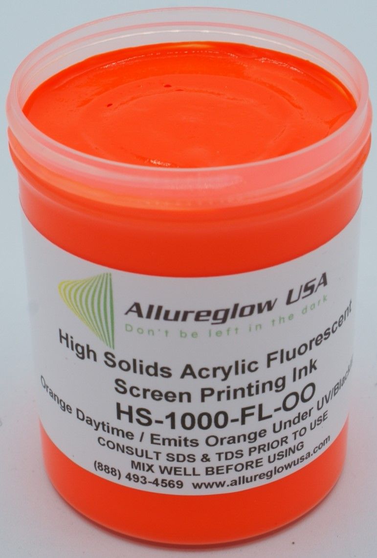 HS-1000-FL-OO-FV  HIGH SOLIDS ACRYLIC FLUORESCENT ORANGE SCREEN PRINTING INK 5 GALLON