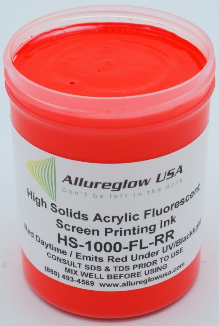 HS-1000-FL-RR-FV  HIGH SOLIDS ACRYLIC FLUORESCENT RED SCREEN PRINTING INK 5 GALLON