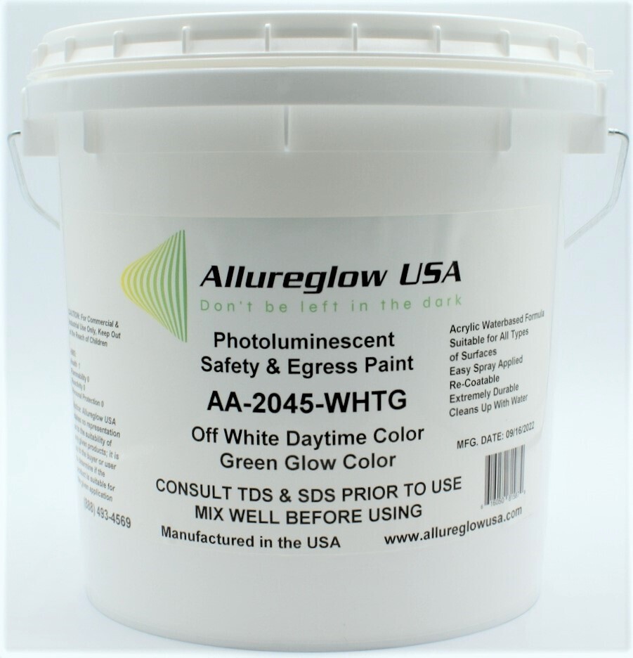 AA-2045-WHTG-GL PHOTOLUMINESCENT WATERBASED PAINT WHITE DAYTIME COLOR GREEN GLOW COLOR - ONE GALLON AA-2045-WHTG-GL PHOTOLUMINESCENT WATERBASED PAINT WHITE DAYTIME COLOR GREEN GLOW COLOR - ONE GALLON