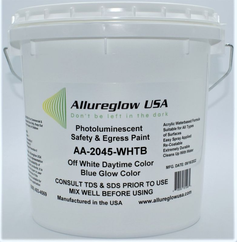 AA-2045-WHTB-GL  PHOTOLUMINESCENT WATERBASED PAINT WHITE DAYTIME COLOR  BLUE GLOW COLOR - ONE GALLON