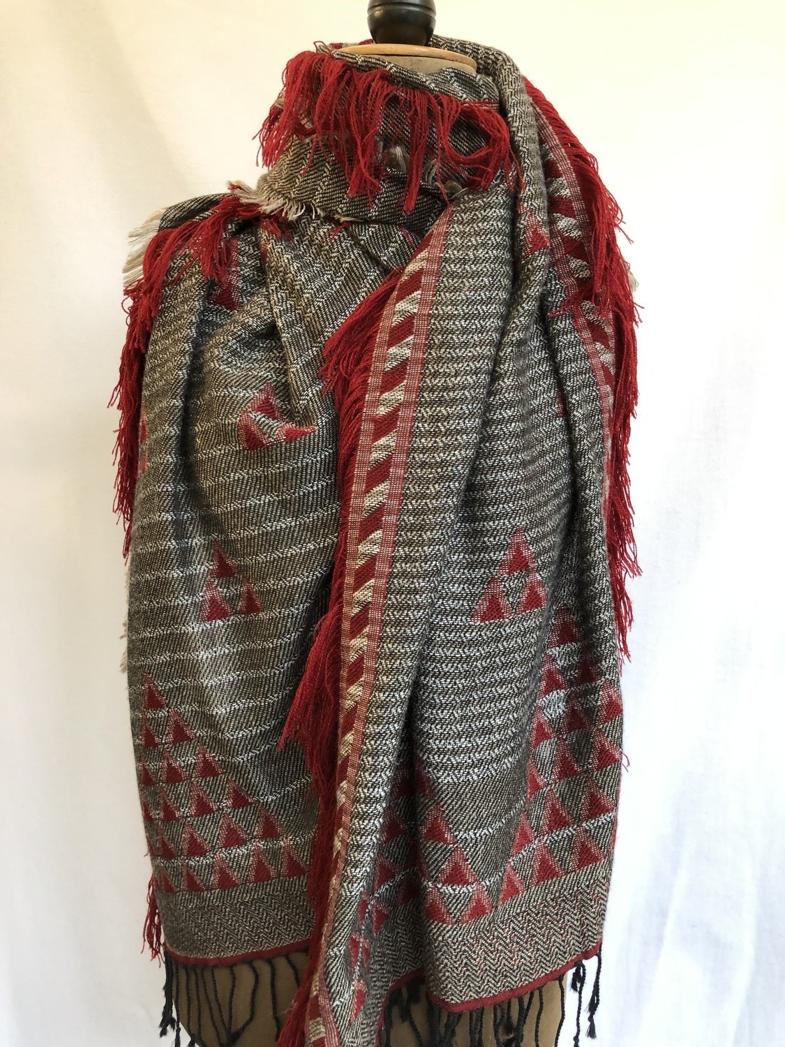 Schal / Stola  FRANGE  red