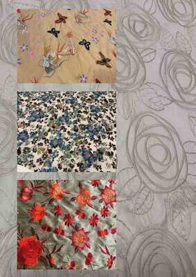 BESTICKTE SEIDE & ANDERE GEWEBE  BRODERIES SUR SOIE ET AUTRES TISSUS