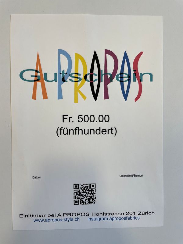 Fr. 500.00 Gutschein