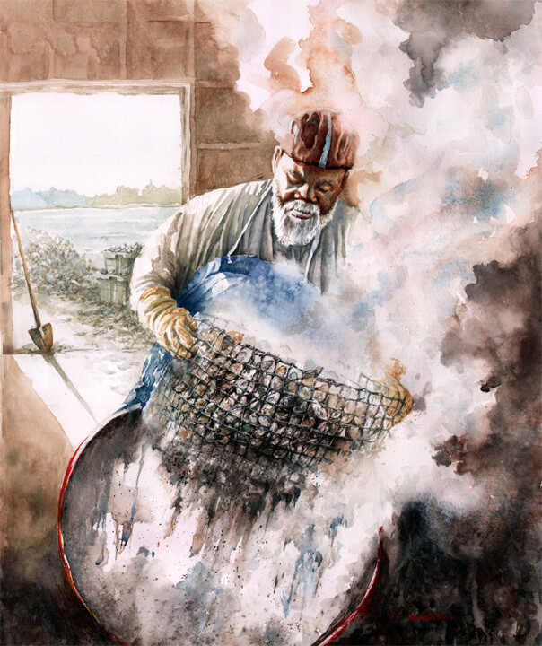 Steaming Fresh Oysters