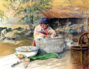 Preparing the Liver Pudding