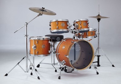 Dixon Jet Set 5pc Drum Kit with Hardware and Cymbals - Orange Sparkle